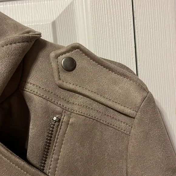 Philosophy Republic Clothing medium moto style jacket faux leather taupe - Picture 7 of 8